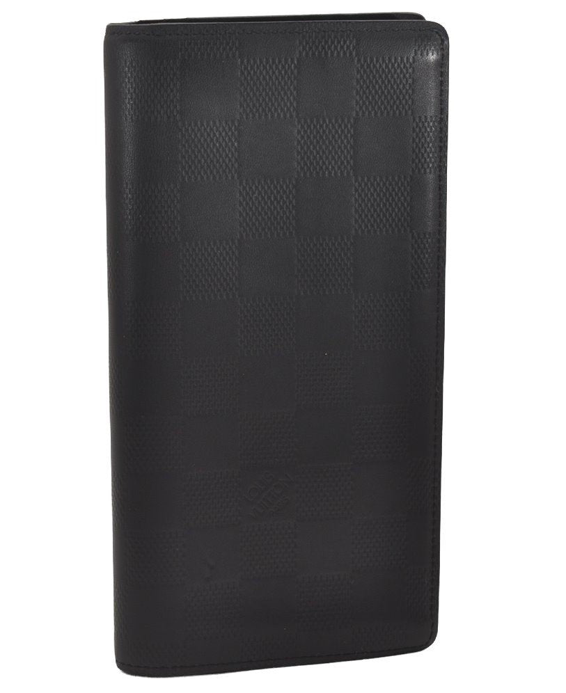 Auth Louis Vuitton Damier Infini Portefeuille Brazza Wallet N63010 Black 1702J