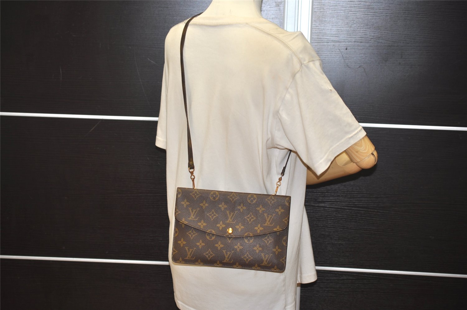 Auth Louis Vuitton Monogram Pochette Double Rabat Shoulder Bag M51815 Junk 1703K