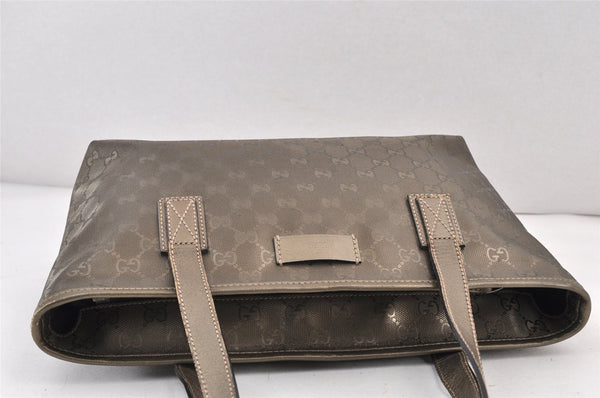 Authentic GUCCI GG Imprime Shoulder Tote Bag GG PVC Leather 211138 Khaki 1705K