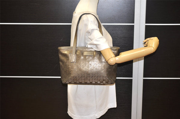 Authentic GUCCI GG Imprime Shoulder Tote Bag GG PVC Leather 211138 Khaki 1705K