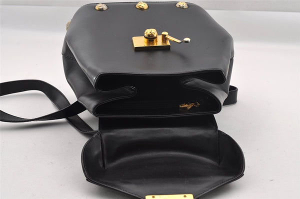Authentic Salvatore Ferragamo Heel Motif Backpack Purse Leather Black Junk 1707I