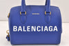 Auth BALENCIAGA Ville Bowling S 2Way Hand Bag Leather 518872 Blue Junk 1713K