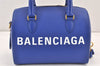 Auth BALENCIAGA Ville Bowling S 2Way Hand Bag Leather 518872 Blue Junk 1713K