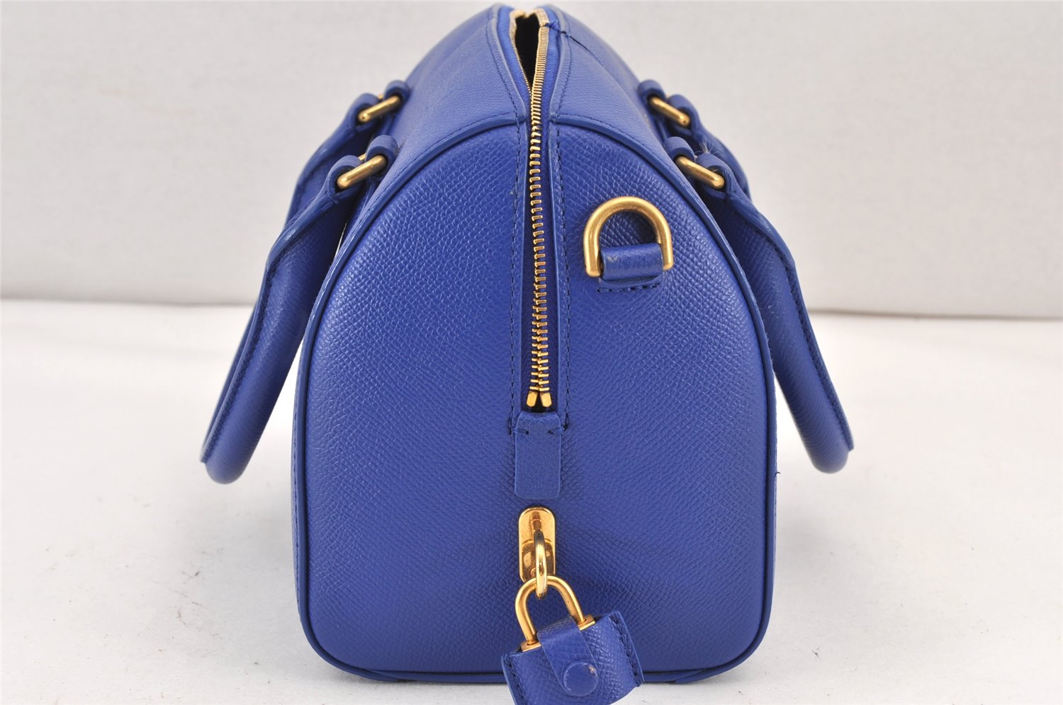 Auth BALENCIAGA Ville Bowling S 2Way Hand Bag Leather 518872 Blue Junk 1713K