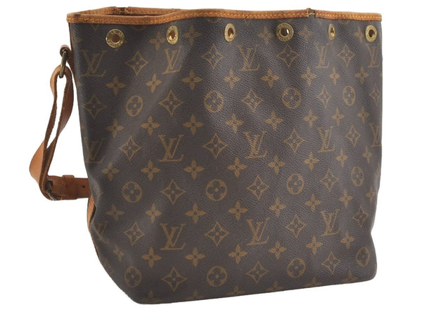 Auth Louis Vuitton Monogram Petit Noe M42226 Shoulder Drawstring Bag Junk 1714J