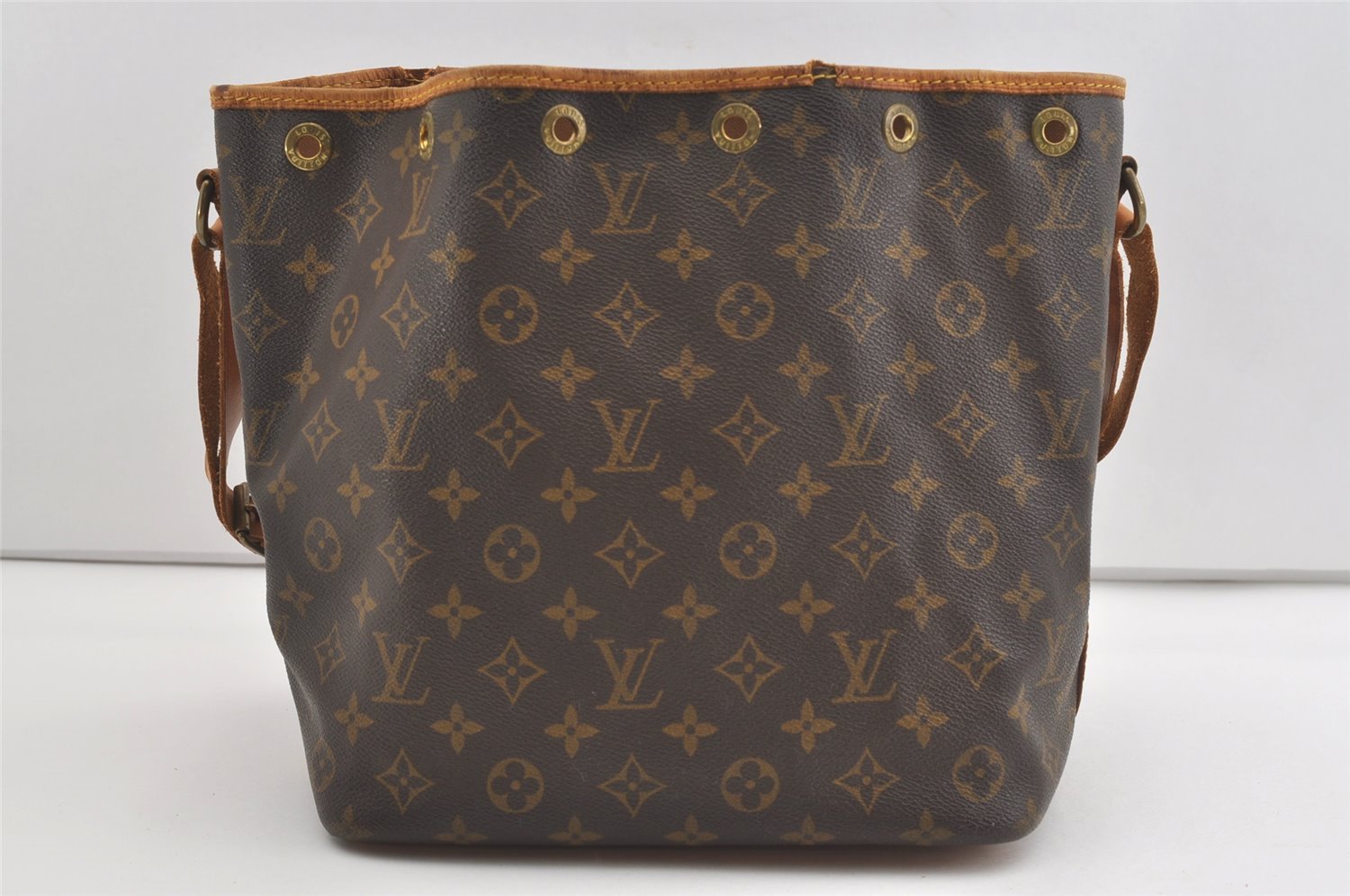 Auth Louis Vuitton Monogram Petit Noe M42226 Shoulder Drawstring Bag Junk 1714J