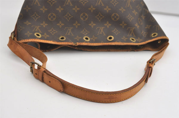 Auth Louis Vuitton Monogram Petit Noe M42226 Shoulder Drawstring Bag Junk 1714J