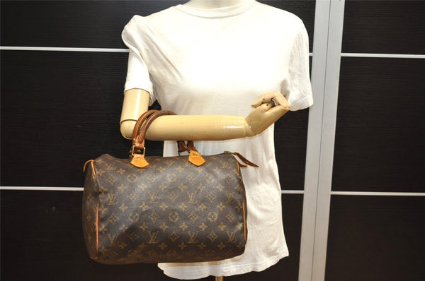 Authentic Louis Vuitton Monogram Speedy 30 Hand Boston Bag M41526 LV 1717J