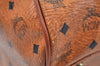 Authentic MCM Visetos Leather Vintage 2Way Travel Boston Bag Brown 1720H