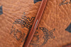 Authentic MCM Visetos Leather Vintage 2Way Travel Boston Bag Brown 1720H