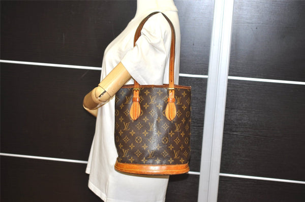 Authentic Louis Vuitton Monogram Bucket PM Shoulder Tote Bag M42238 LV 1724I