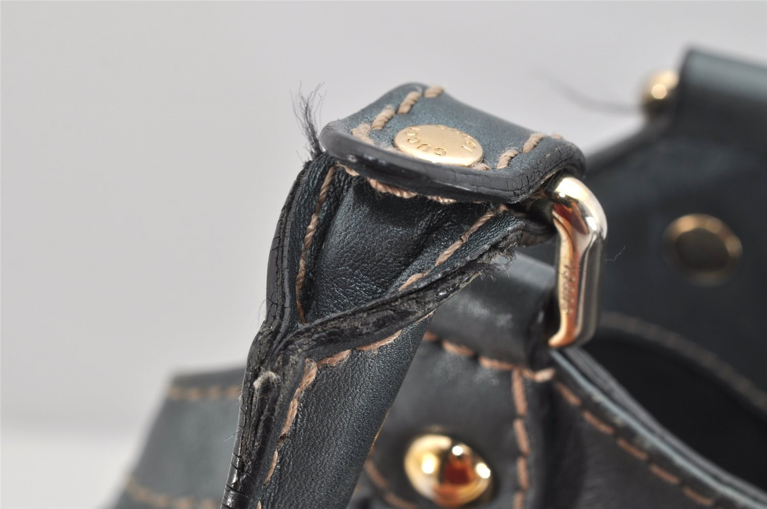 Authentic GUCCI Guccissima Sukey Shoulder Tote Bag GG Leather 211944 Blue 1724K