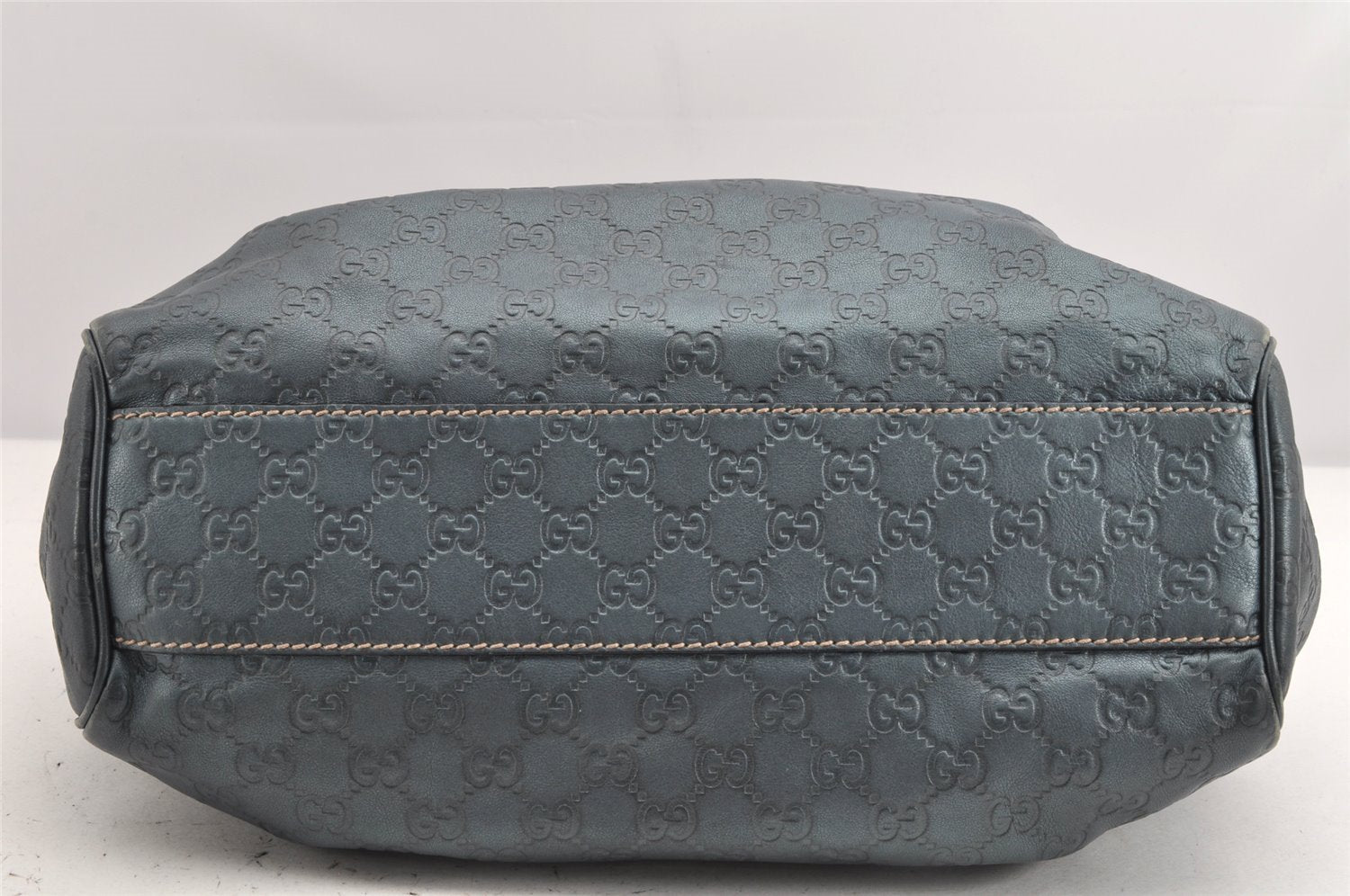 Authentic GUCCI Guccissima Sukey Shoulder Tote Bag GG Leather 211944 Blue 1724K