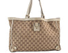 Authentic GUCCI Abbey Shoulder Tote Bag GG Canvas Leather 141472 Brown 1725K