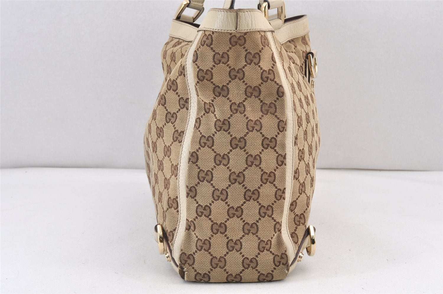 Authentic GUCCI Abbey Shoulder Tote Bag GG Canvas Leather 141472 Brown 1725K