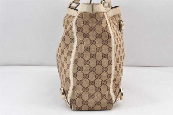 Authentic GUCCI Abbey Shoulder Tote Bag GG Canvas Leather 141472 Brown 1725K