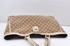 Authentic GUCCI Abbey Shoulder Tote Bag GG Canvas Leather 141472 Brown 1725K