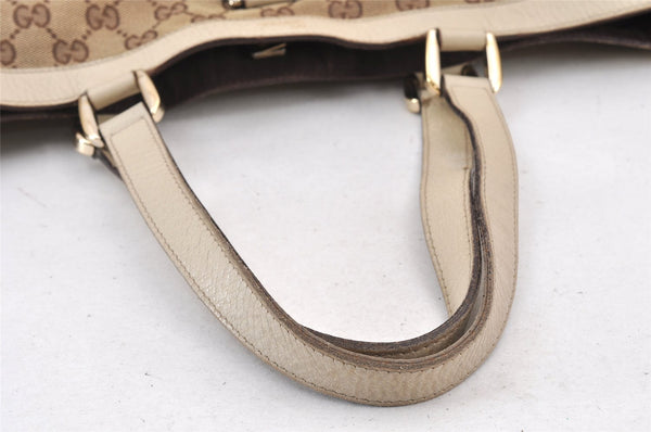 Authentic GUCCI Abbey Shoulder Tote Bag GG Canvas Leather 141472 Brown 1725K