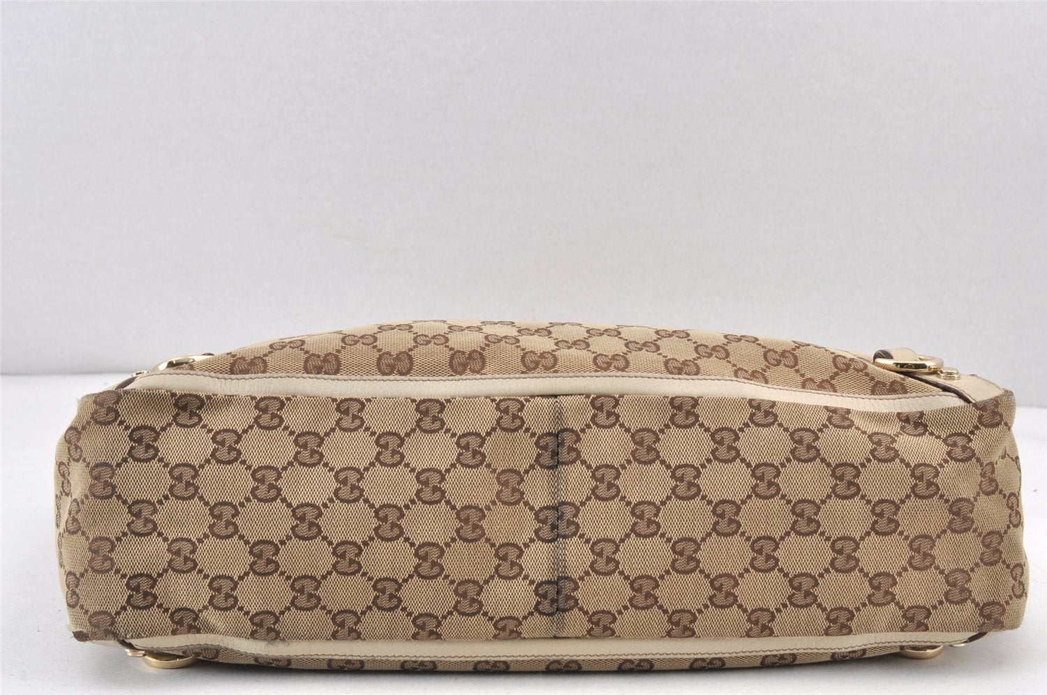 Authentic GUCCI Abbey Shoulder Tote Bag GG Canvas Leather 141472 Brown 1725K