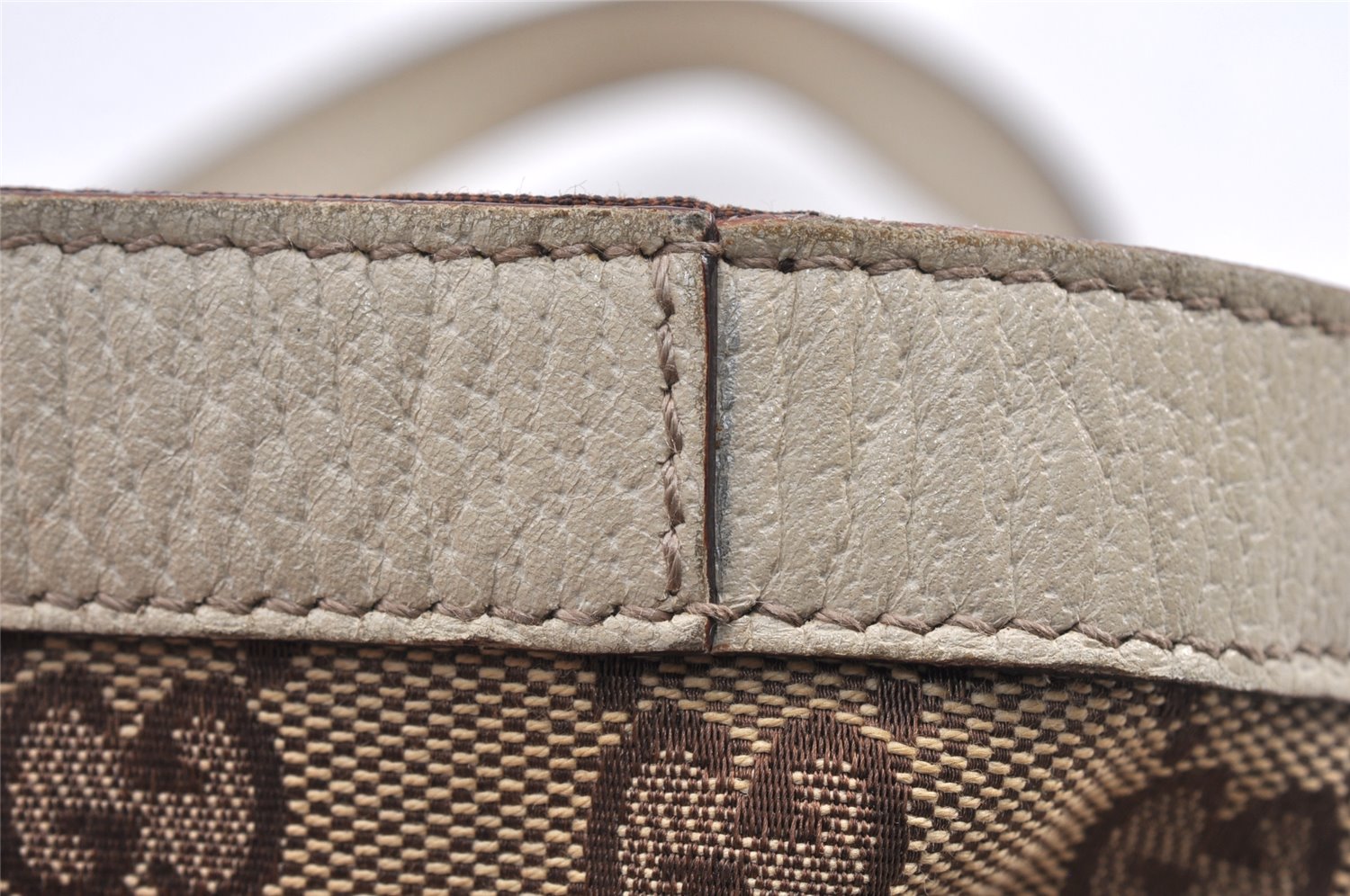 Authentic GUCCI Abbey Shoulder Tote Bag GG Canvas Leather 141472 Brown 1725K