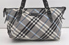 Authentic BURBERRY BLUE LABEL Check Shoulder Tote Bag Nylon Leather Black 1726J