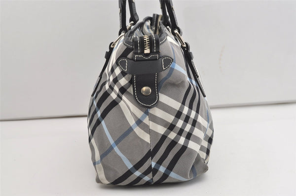 Authentic BURBERRY BLUE LABEL Check Shoulder Tote Bag Nylon Leather Black 1726J