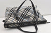 Authentic BURBERRY BLUE LABEL Check Shoulder Tote Bag Nylon Leather Black 1726J