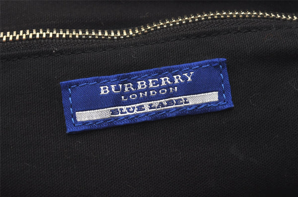 Authentic BURBERRY BLUE LABEL Check Shoulder Tote Bag Nylon Leather Black 1726J