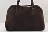 Authentic FENDI Zucca Vintage Shoulder Tote Bag Suede Wool Brown 1726K