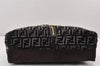 Authentic FENDI Zucca Vintage Shoulder Tote Bag Suede Wool Brown 1726K