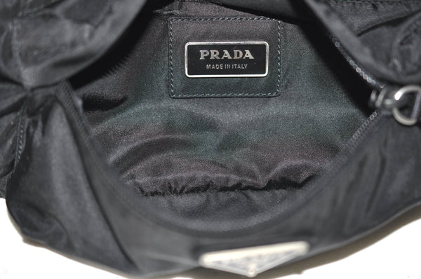 Authentic PRADA Vintage Nylon Tessuto Waist Body Bag Purse Black 1727H