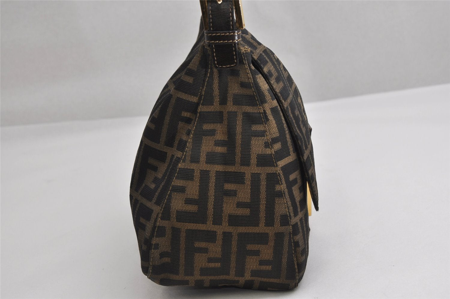 Authentic FENDI Zucca Mamma Baguette Shoulder Bag Canvas Leather Brown 1727K