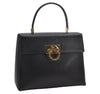 Authentic Salvatore Ferragamo Gancini Leather 2Way Shoulder Hand Bag Black 1728K