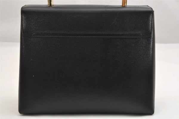 Authentic Salvatore Ferragamo Gancini Leather 2Way Shoulder Hand Bag Black 1728K
