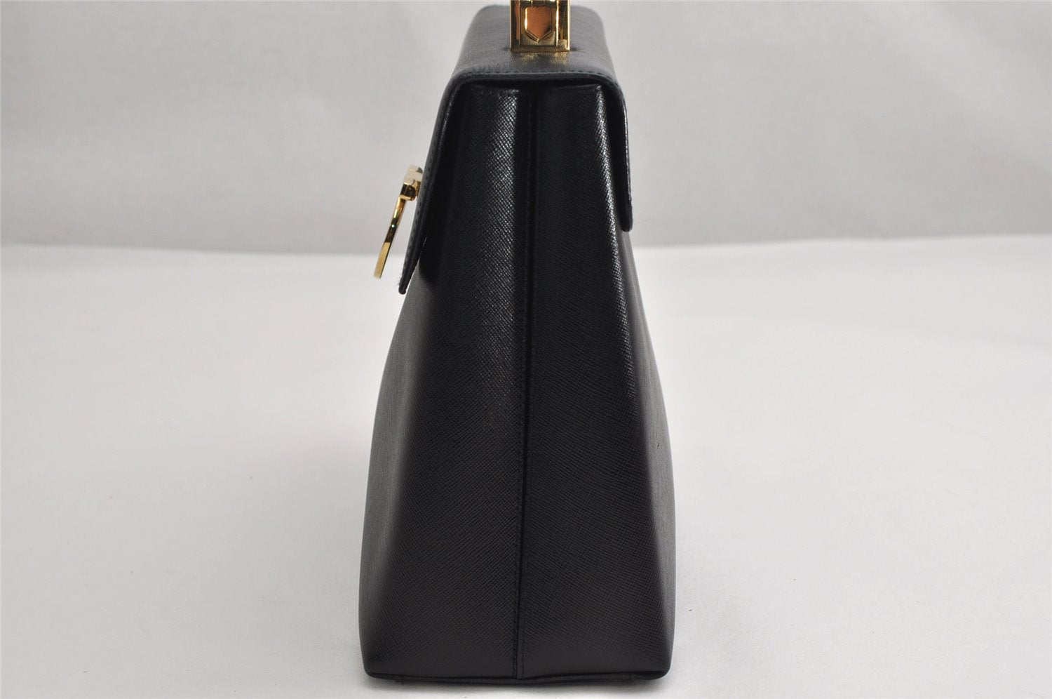 Authentic Salvatore Ferragamo Gancini Leather 2Way Shoulder Hand Bag Black 1728K