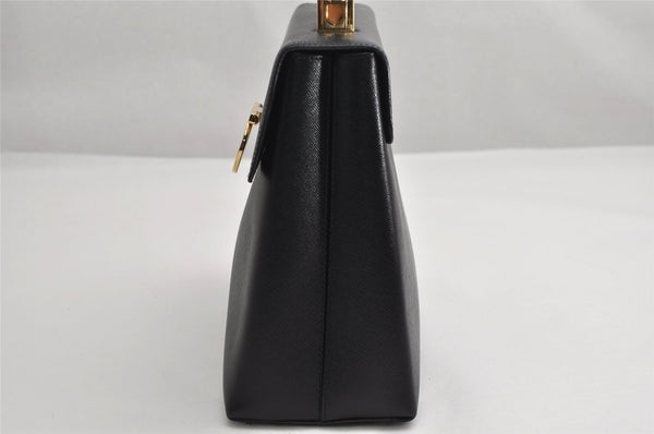 Authentic Salvatore Ferragamo Gancini Leather 2Way Shoulder Hand Bag Black 1728K