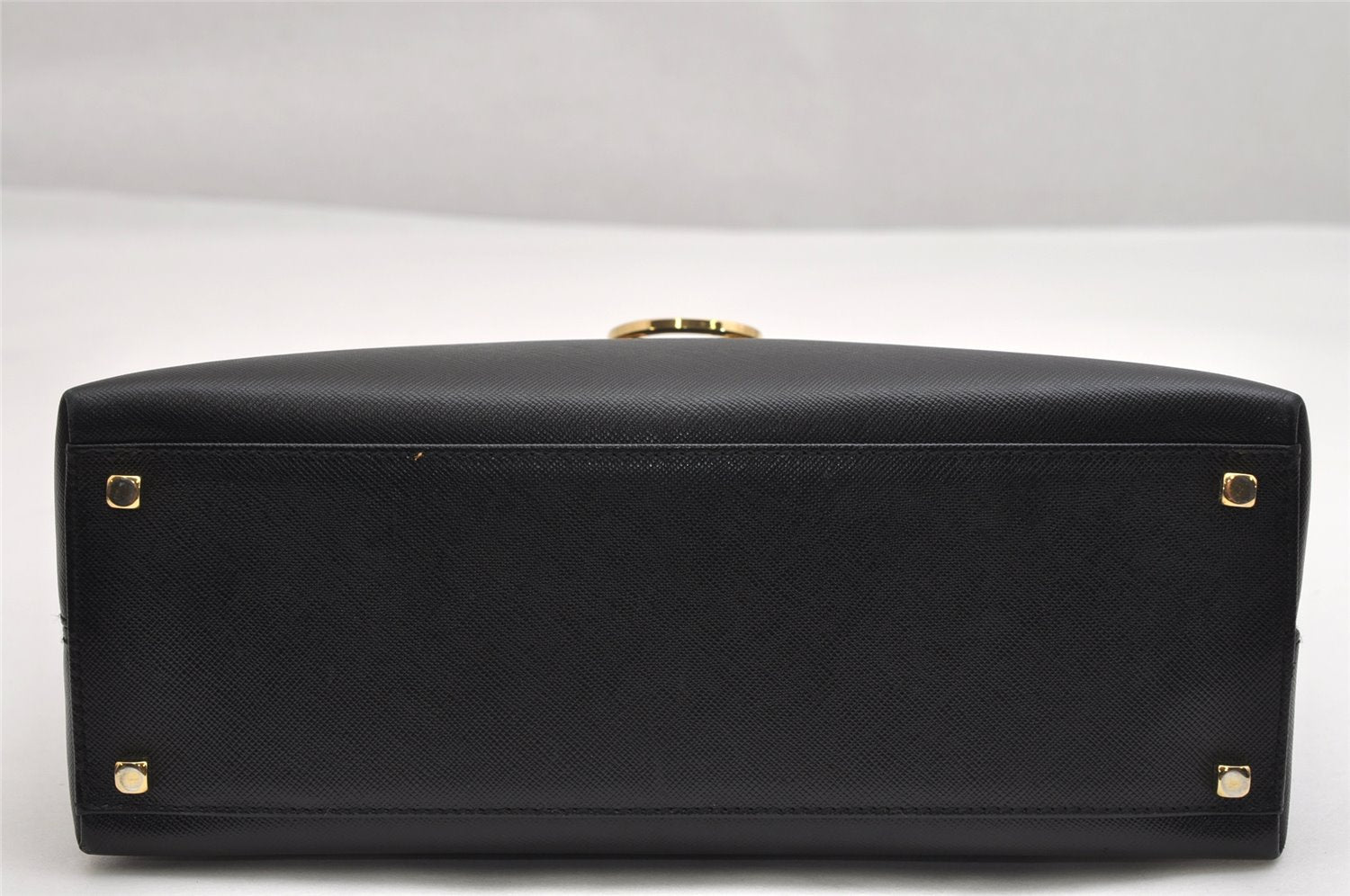 Authentic Salvatore Ferragamo Gancini Leather 2Way Shoulder Hand Bag Black 1728K
