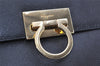 Authentic Salvatore Ferragamo Gancini Leather 2Way Shoulder Hand Bag Black 1728K
