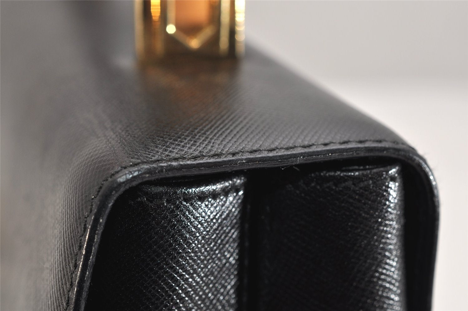Authentic Salvatore Ferragamo Gancini Leather 2Way Shoulder Hand Bag Black 1728K