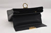 Authentic Salvatore Ferragamo Gancini Leather 2Way Shoulder Hand Bag Black 1728K