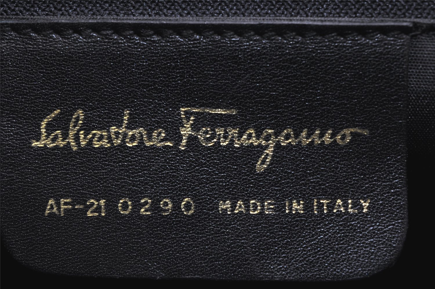 Authentic Salvatore Ferragamo Gancini Leather 2Way Shoulder Hand Bag Black 1728K