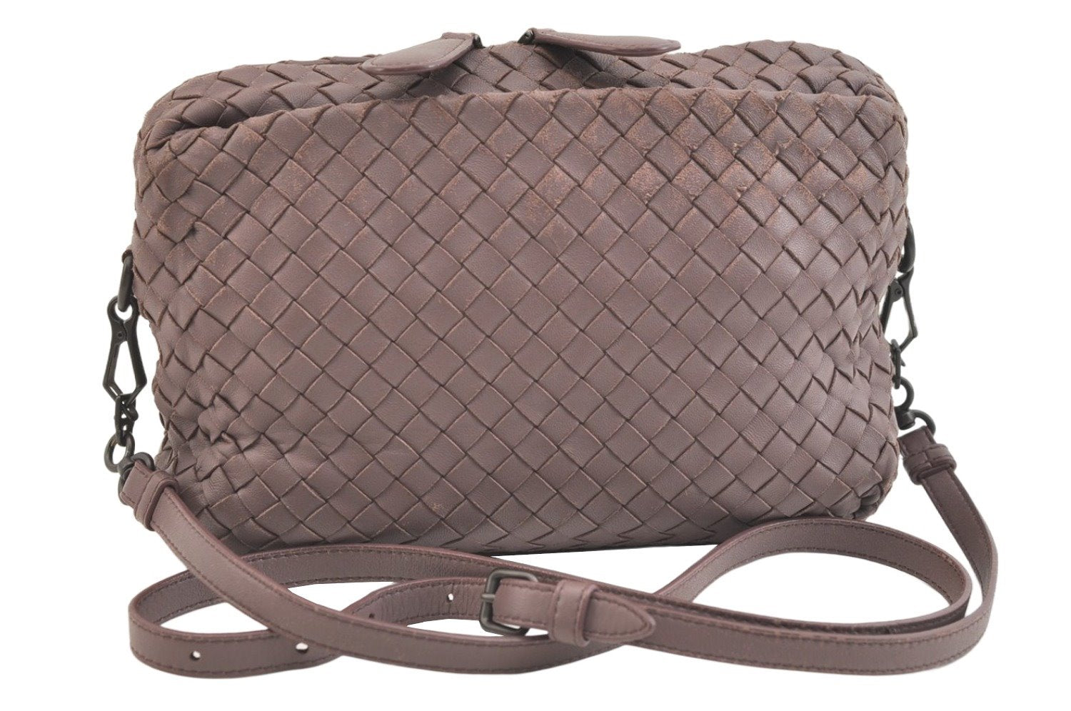 Authentic BOTTEGA VENETA Intrecciato Leather Shoulder Crossbody Bag Purple 1730K