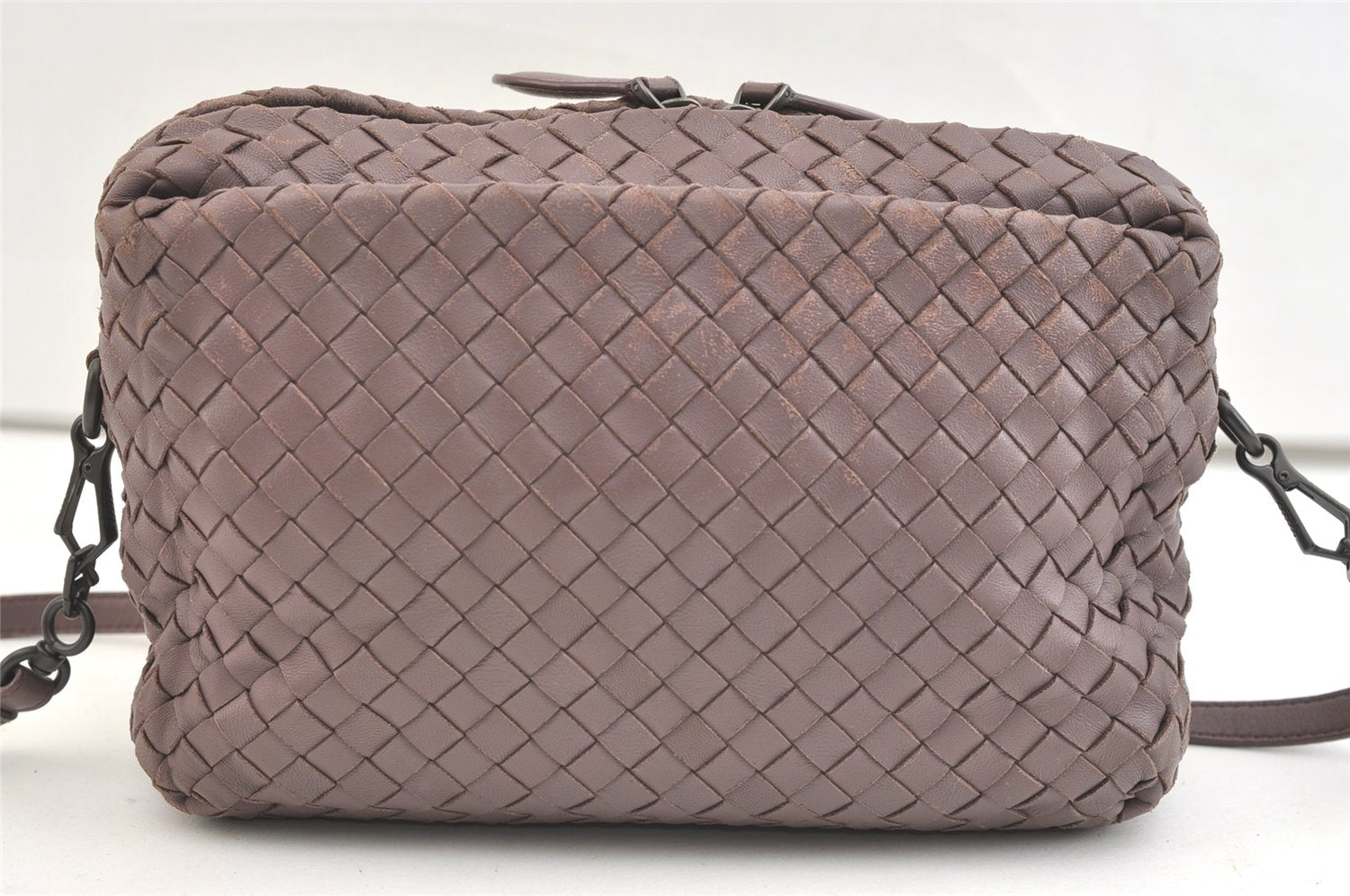 Authentic BOTTEGA VENETA Intrecciato Leather Shoulder Crossbody Bag Purple 1730K
