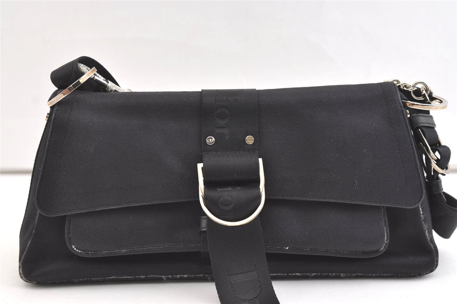 Authentic Christian Dior Hardcore Shoulder Hand Bag Nylon Leather Black CD 1731K