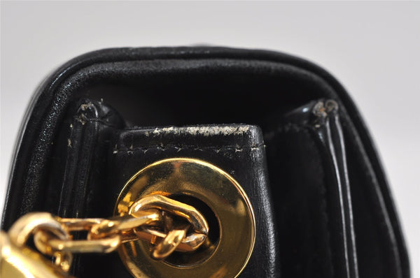 Authentic Christian Dior Vintage Shoulder Bag Purse Leather Black 1732I