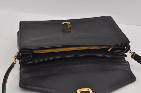 Authentic Christian Dior Vintage Shoulder Bag Purse Leather Black 1732I