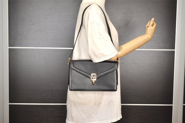Authentic Christian Dior Vintage Shoulder Bag Purse Leather Black 1732I