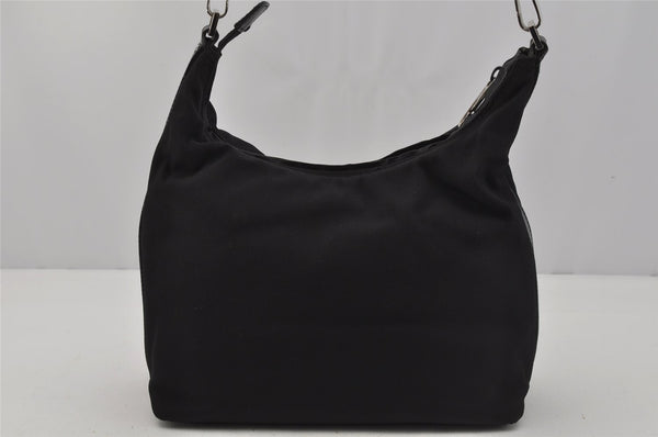 Authentic GUCCI Vintage Shoulder Hand Bag Purse Nylon Leather Black 1734J