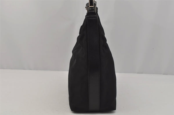 Authentic GUCCI Vintage Shoulder Hand Bag Purse Nylon Leather Black 1734J