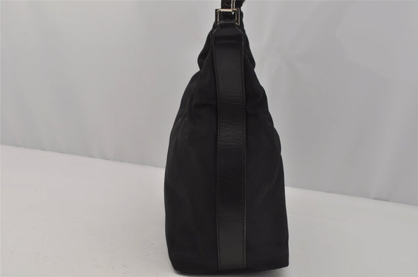 Authentic GUCCI Vintage Shoulder Hand Bag Purse Nylon Leather Black 1734J